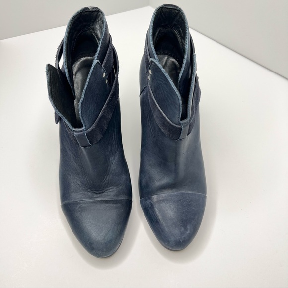 Rag & Bone Harrow Booties Navy Leather Size EU 39.5 - Picture 2 of 16
